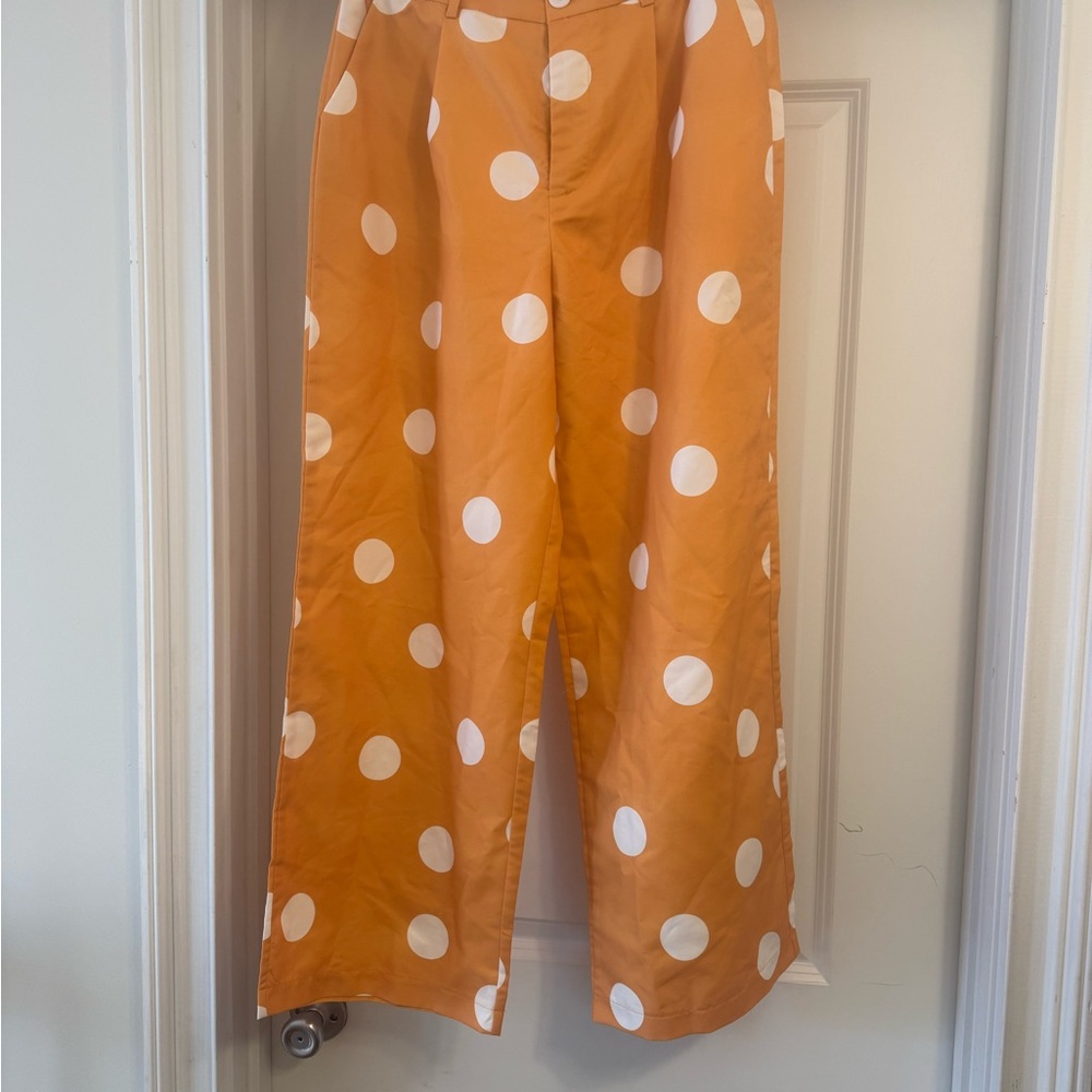 SHEIN Polka Dot Pants - Orange and White size Large